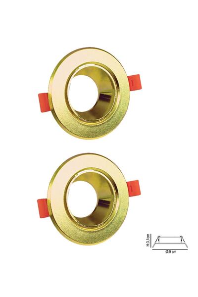 AC AYDINLATMA Gu 10 Dekoratif Yuvarlak Plastik Kasa Gold 2 Adet