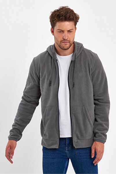 Rodi Micro Fleece Stand Collar Zippered Cardigan Rd24ke056031 Gray