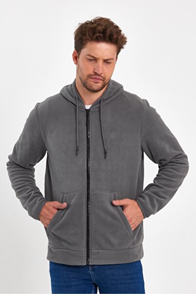 Rodi Micro Fleece Stand Collar Zippered Cardigan Rd24ke056031 Gray