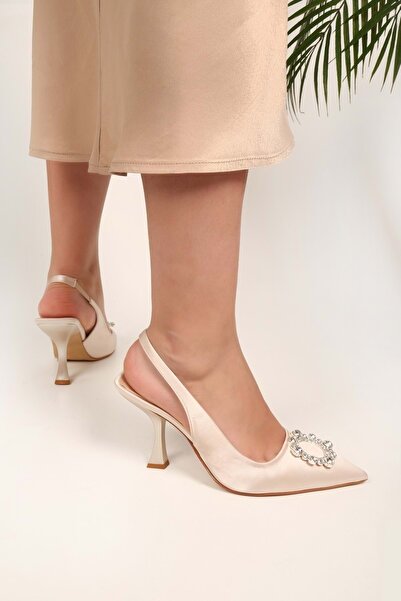 Shoeberry Dámské boty Sophia Ten Satin Stone na podpatku Stiletto