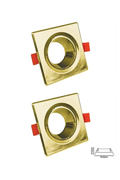 AC AYDINLATMA Gu10 Dekoratif Kare Plastik Kasa Gold 2 Adet