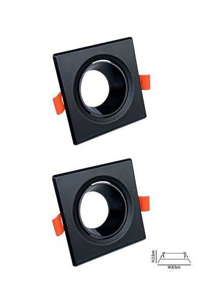 AC AYDINLATMA Gu10 Dekoratif Kare Plastik Kasa Siyah 2 Adet