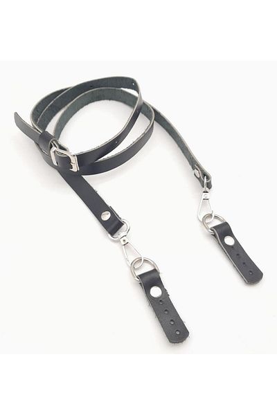 angel çanta aksesuar 130X1.5 cm Black Real Leather Silver Buckle Bag Handle