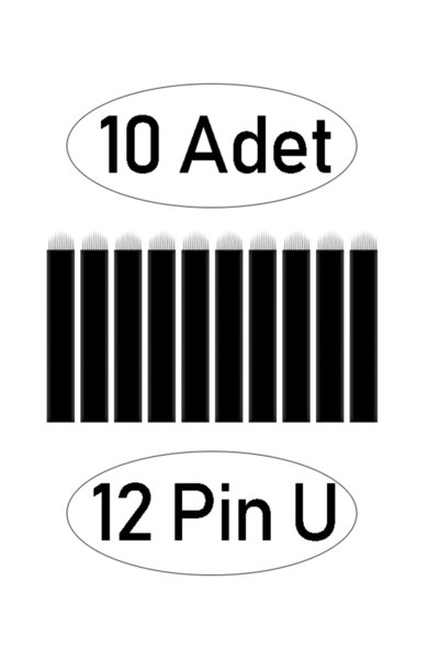 ARMONİKONYA 10 Adet 12 Pin U Siyah Microblading Kalıcı Makyaj Için 0,18 mm Mi...