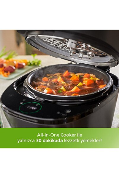 Philips All In One Cooker Çok Amaçlı Basınçlı Pişirici, 5l, 30 Dk’da Leziz Yemekler, siyah hd2151/62