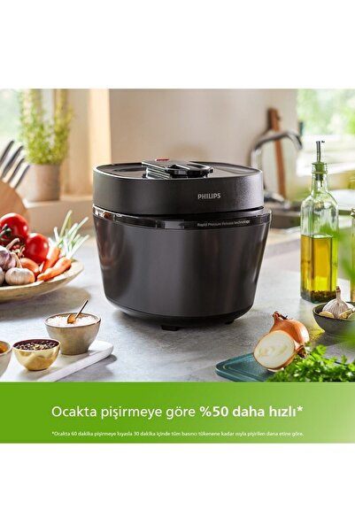 Philips All In One Cooker Çok Amaçlı Basınçlı Pişirici, 5l, 30 Dk’da Leziz Yemekler, siyah hd2151/62