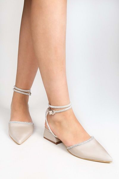 Shoeberry Pantofi cu toc Yune Ten Satin Stone de damă