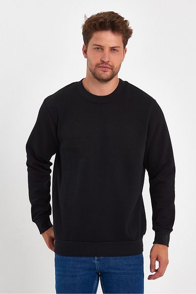 Rodi Суитшърт с 3 нишки и повдигнато кръгло деколте Rd24ke054903 Черен