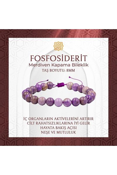 Saff Doğal Taş Phosphosiderite 8mm Ladder Closure Natural Stone Bracelet - 20-21cm