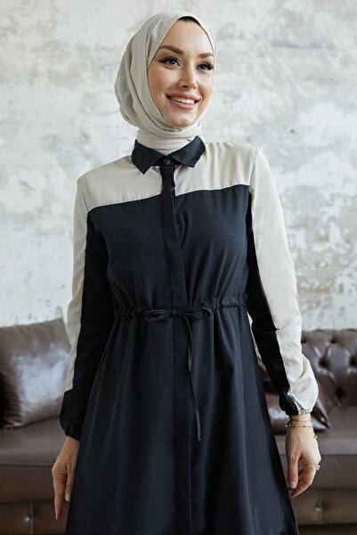 InStyle Malinda Shirt Collar Dress - Black