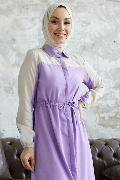 InStyle Φόρεμα με γιακά Malinda Shirt - Λιλά