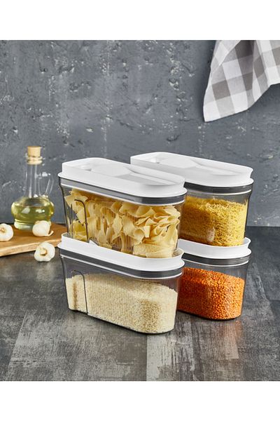 VİP AHMET Luxury Food Storage Container Transparent Smoked 4*2 Lt 4 Pieces 2 Liters