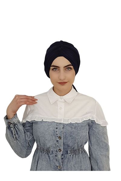 erasra class Swimsuit and Hijab Swimsuit Top Compatible Hijab Back Tie Bone Navy Blue