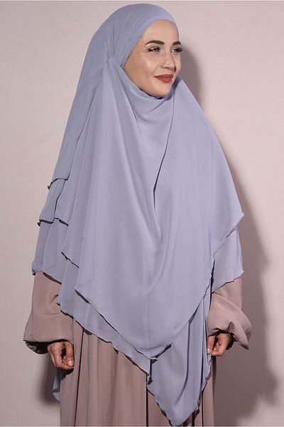 Ns nowascarf Ready Hijab with Veil Three Layers Chiffon Souffle Gray