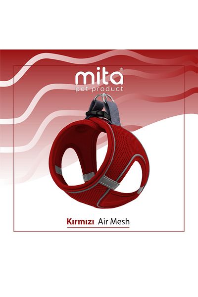 Mita Pet Mita Air Mesh Cat Dog Collar Double Reflective, Anti-Sweat Red / Red Xs