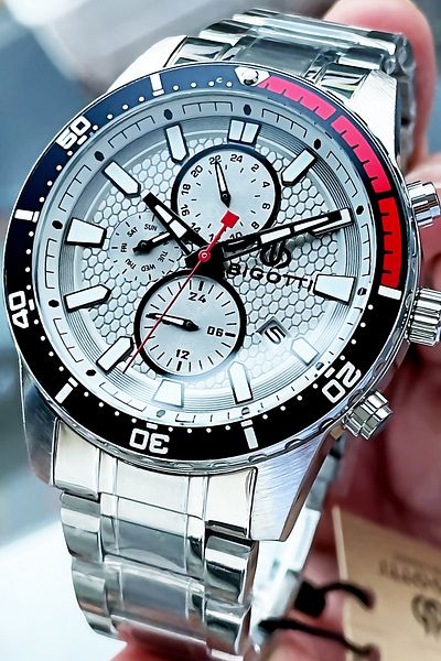 Bigotti Complete Steel Men's Wristwatch 5 Atm Waterproof Silver Color + Bracelet Bme2001c2