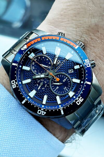 Bigotti Original Men's Wristwatch with Special Box 5 Atm Water Resistant Silver Color + Bracelet Bme2001C1