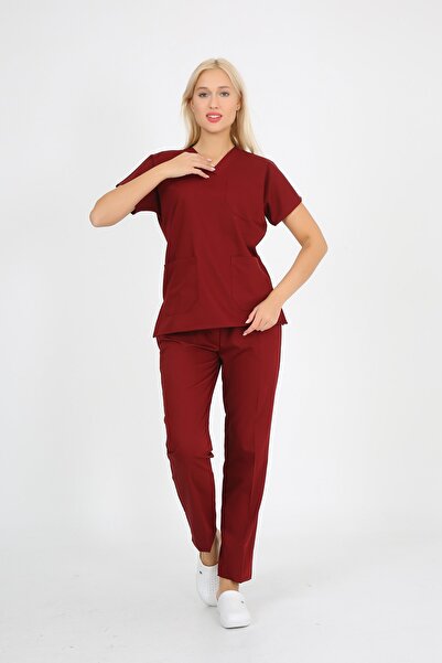 ModaCanel Premium Lycra Claret Red Surgical Suit Nurse Doctor Jersey Suit