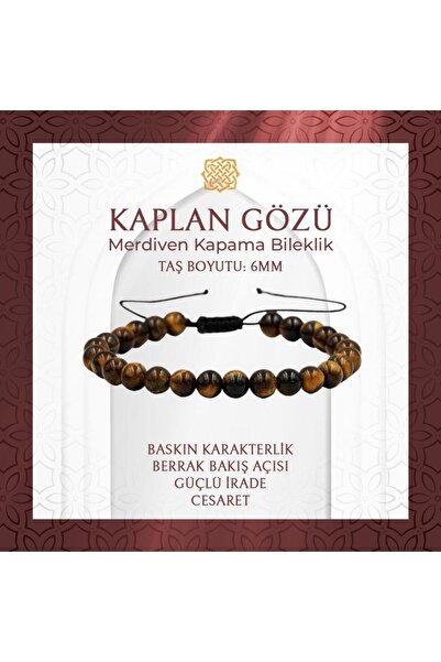 Saff Doğal Taş Tiger Eye 6mm Ladder Closure Natural Stone Bracelet