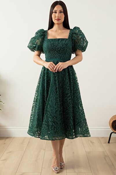 PULLIMM Φόρεμα από τούλι με τετράγωνο γιακά 1491