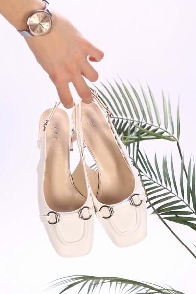 Shoeberry Women's Perotena White Skin Heeled Shoes