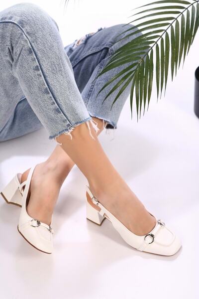 Shoeberry Women's Perotena White Skin Heeled Shoes