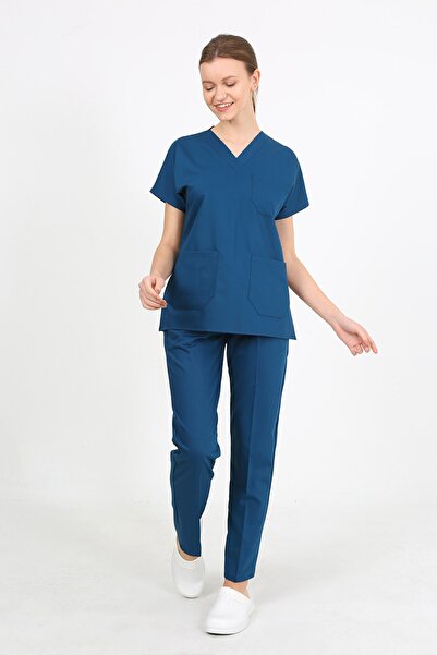 ModaCanel بدلة جراحية من الليكرا باللون الأخضر الزمردي الفاخر، بدلة جيرسي للم...