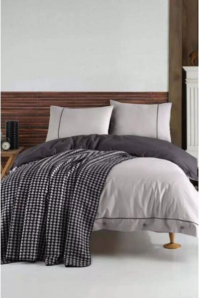 Amazon Ev Σετ Παπλωματοθήκη Ecosse Stylish Anthracite Διπλό
