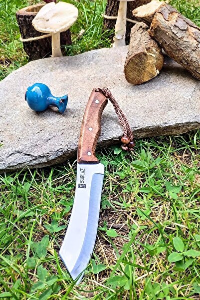 SürLaz Isme Özel Kamp Bıçağı, Paslanmaz Çelik Deri Kılıflı El Yapımı