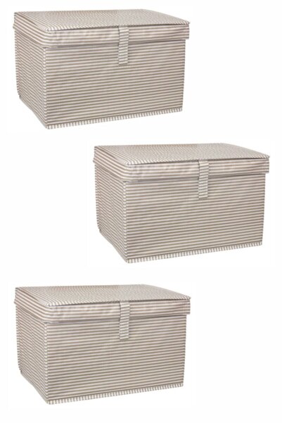 ALAS Multi-Purpose Box Mini 3-Piece Striped Patterned Brown