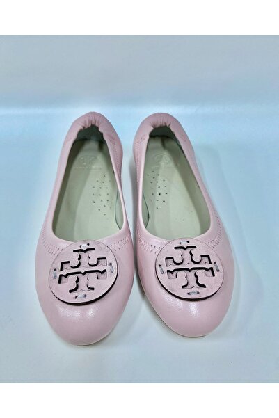 stok83 Women's Powder Pink Genuine Leather Ballerinas
