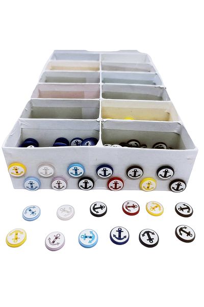 hobim42 Baby Button Set Anchor Patterned 12 Colors 5 Pieces of All Colors Total 60 Pieces