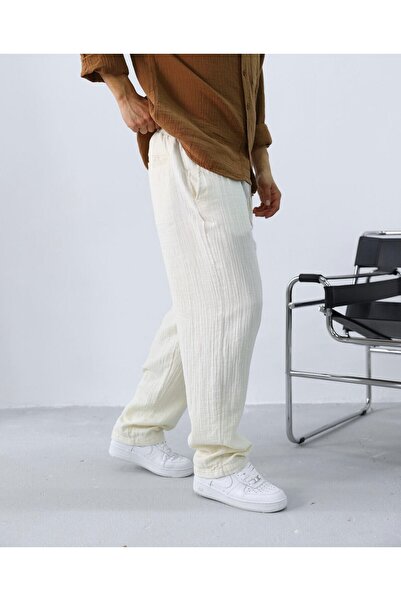 MFU collection Men's 100% Cotton Wide Cut Muslin Trousers