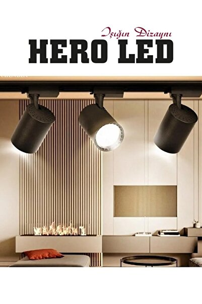 Hero Led 3 Adet 30w Led Ray Spot Lamba 1 Metre Raylı Mağaza Ve Vitrin Armatür...