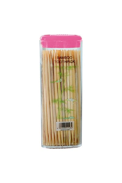 PeriStore Toothpick with Box 50 Pcs natural bamboo toothpicks, portable disposable, Camping utensil - Pink