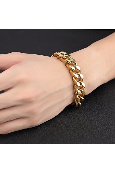 Trend Dünyası سوار ذهبي اللون بسلسلة سميكة موديل للجنسين