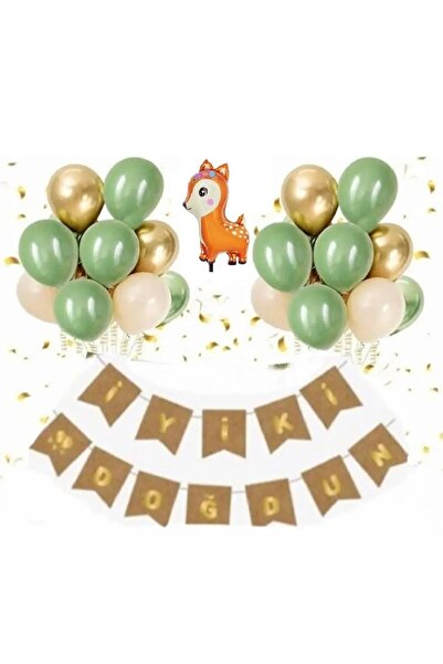 DÜVENCİ TİCARET Σετ μπαλονιών Kraft Happy Birthday Banner σε χρώμα χρωμίου, χ...