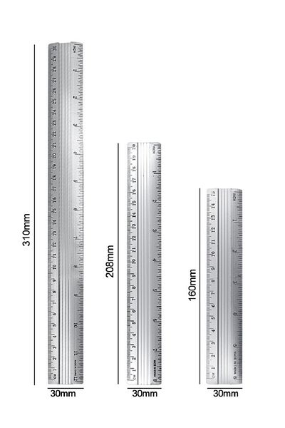 PeriStore 3 Pieces Metal Ruler 30cm /20 cm / 15 cm Metal - 12 / 8 / 6 inch / inch