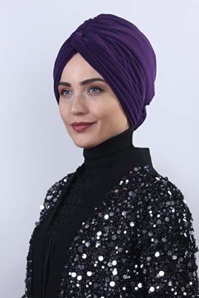 Nowa Scarf Reversible Rose Knot Bonnet Purple