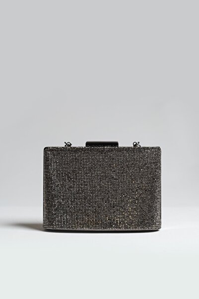 ROZA CANTA Geantă de seară clutch pentru femei, cu detalii din piatră de platină