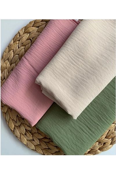 feronis Hijab Γυναικείο Βαμβακερό Σετ Μοντέλο Cazz Shawl 3 τεμαχίων _ Ροζ - Πράσινο - Υπόλευκο