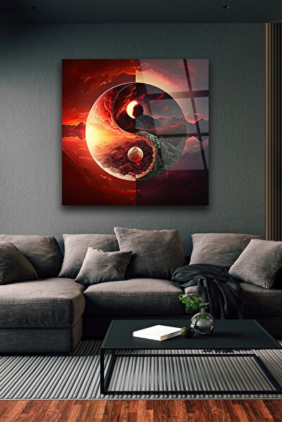 ACRES Yin Yang Sembolü Dekoratif Cam Tablo
