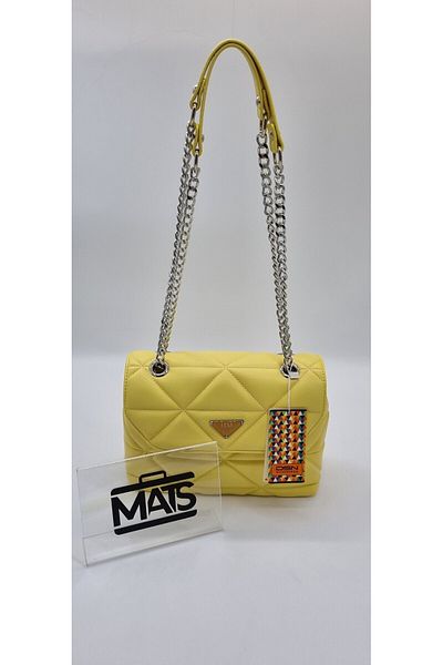 DSN Yellow Quilted Chain Strap Hand and Shoulder Bag 5498
