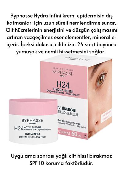 BYPHASSE Feuchtigkeitsspendende 24-Stunden-Feuchtigkeits-Gesichtspflegecreme für Tag und Nacht, 60 ml