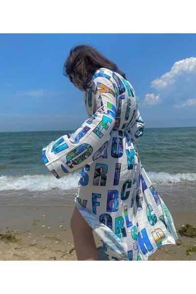 İSSE TEKSTİL Kimono Salaş Model Standart Beden Harf Desenli