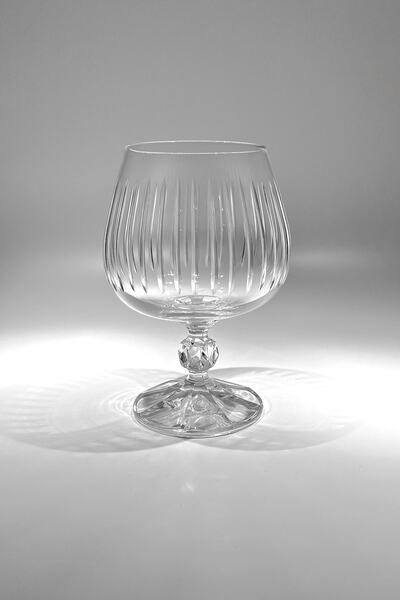 Bohemia Collection Sterna Kristal 6'lı Kahve Yanı Su Bardağı / Konyak Kadehi Seti 250cc Çizgi Model