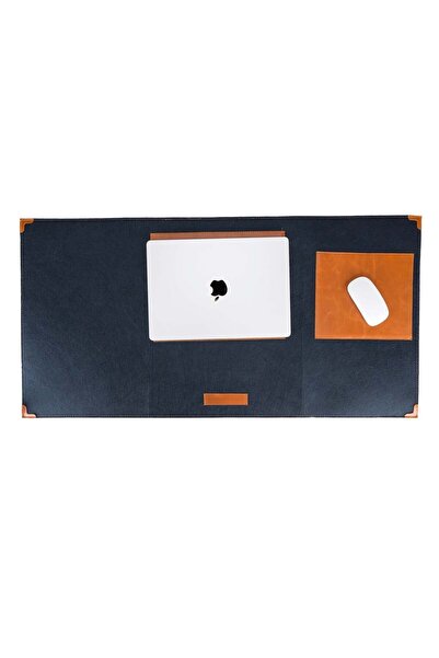 Lemonfoni Hakiki Deri Ve Keçe Masa Matı - Laptop, Klavye Ve Mouse Altlığı