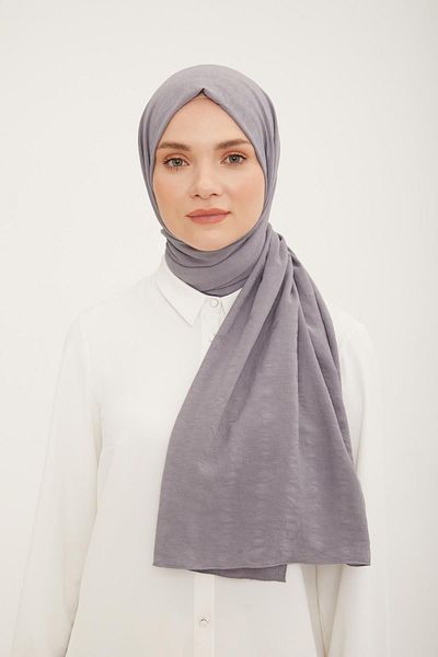 Armine Stripe Pattern Cotton Textured Jazz Shawl Gray