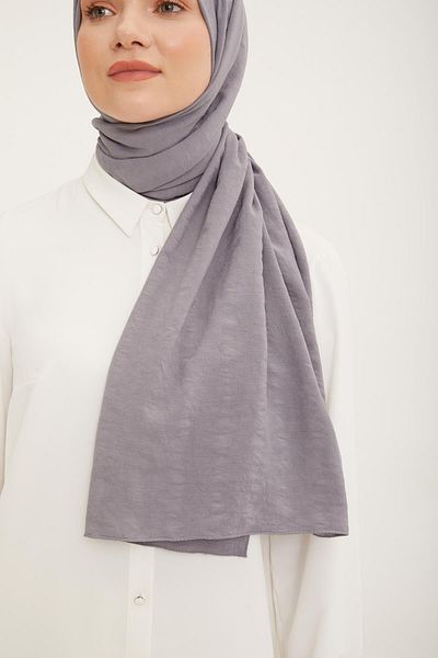 Armine Stripe Pattern Cotton Textured Jazz Shawl Gray