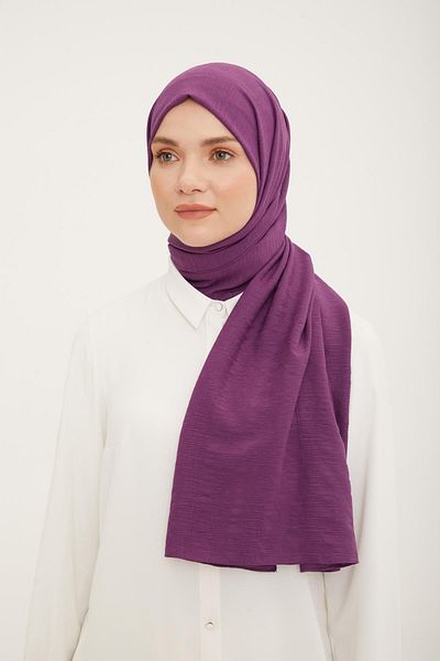 Armine Şal Jazz - Motiv cu dungi, Textura Bumbac, Prune